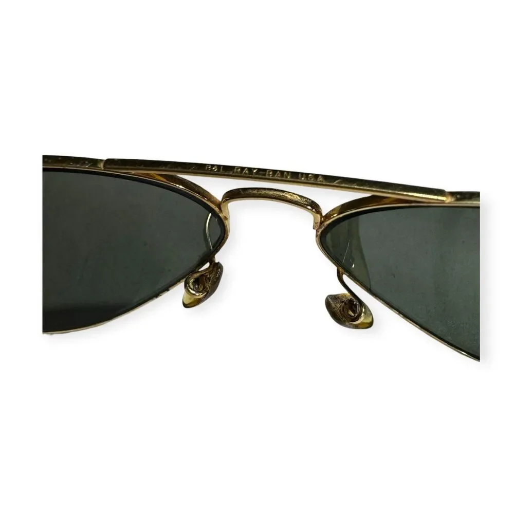 Ray-Ban B&L Classic Aviator Sunglasses Gold Frames Gray‎ Lenses Rare VTG w/ Case